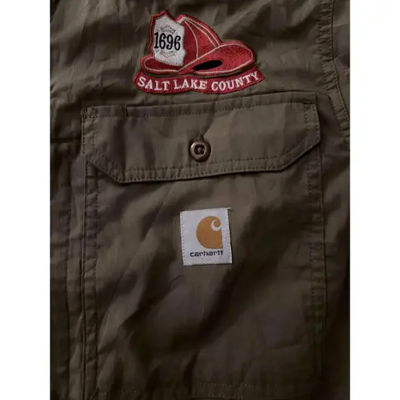 Carhartt Force Men's Relaxed Fit Casual Shirt Salt Lake County Patch Size M - Picture 2 of 6